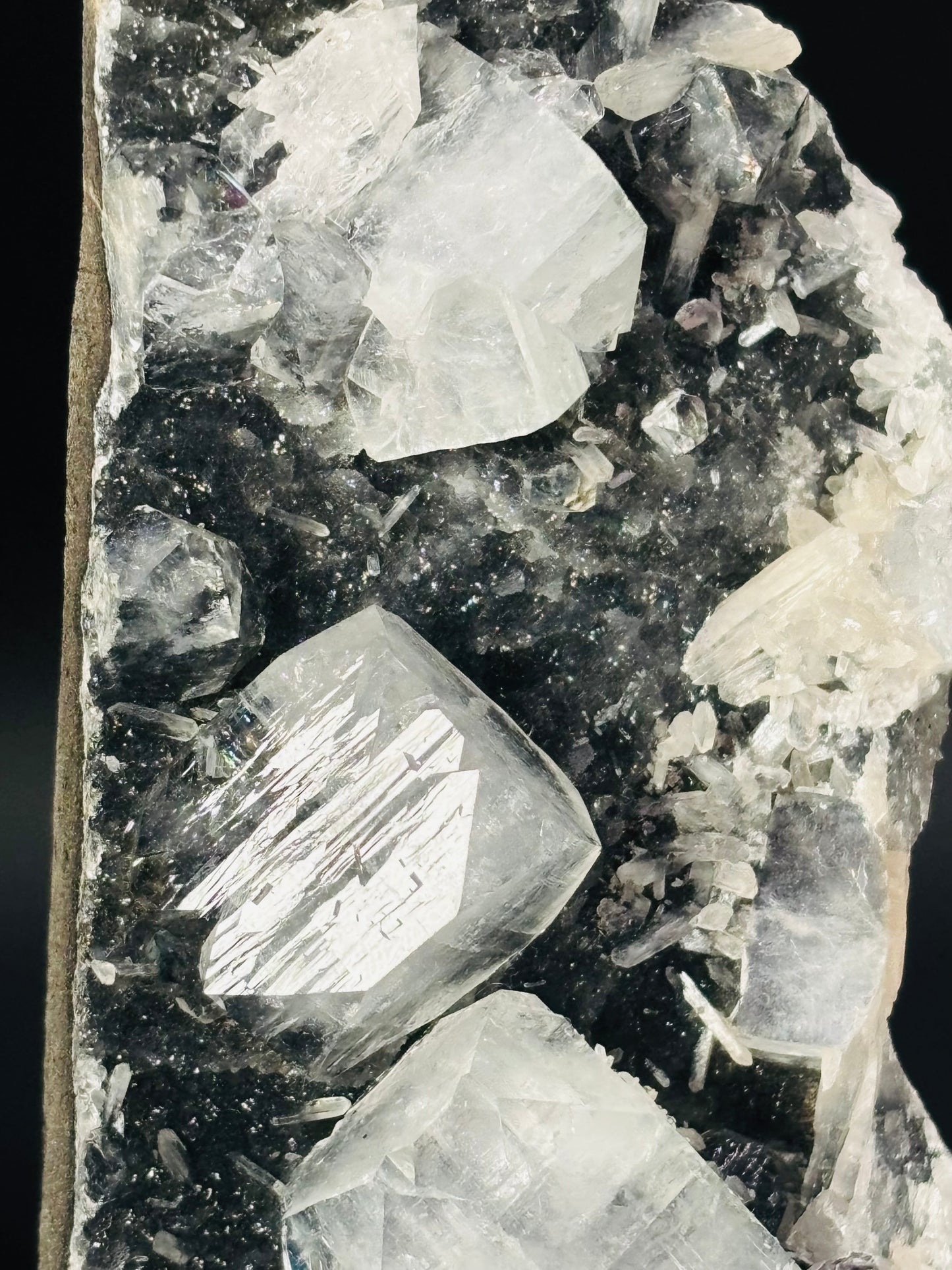 Black Chalcedony & Cubic Apophyllite with Stilbite Statement Piece