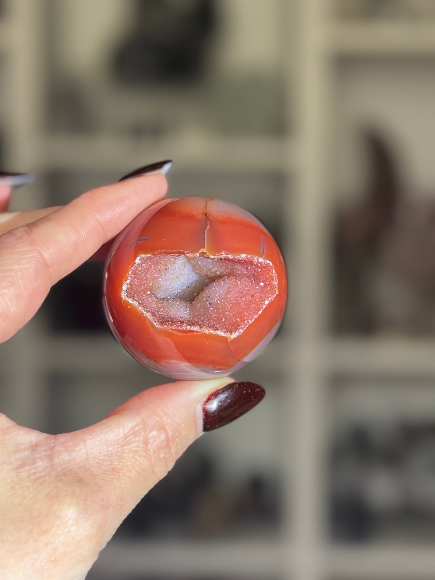 High-Grade Druzy Carnelian Sphere 🧡