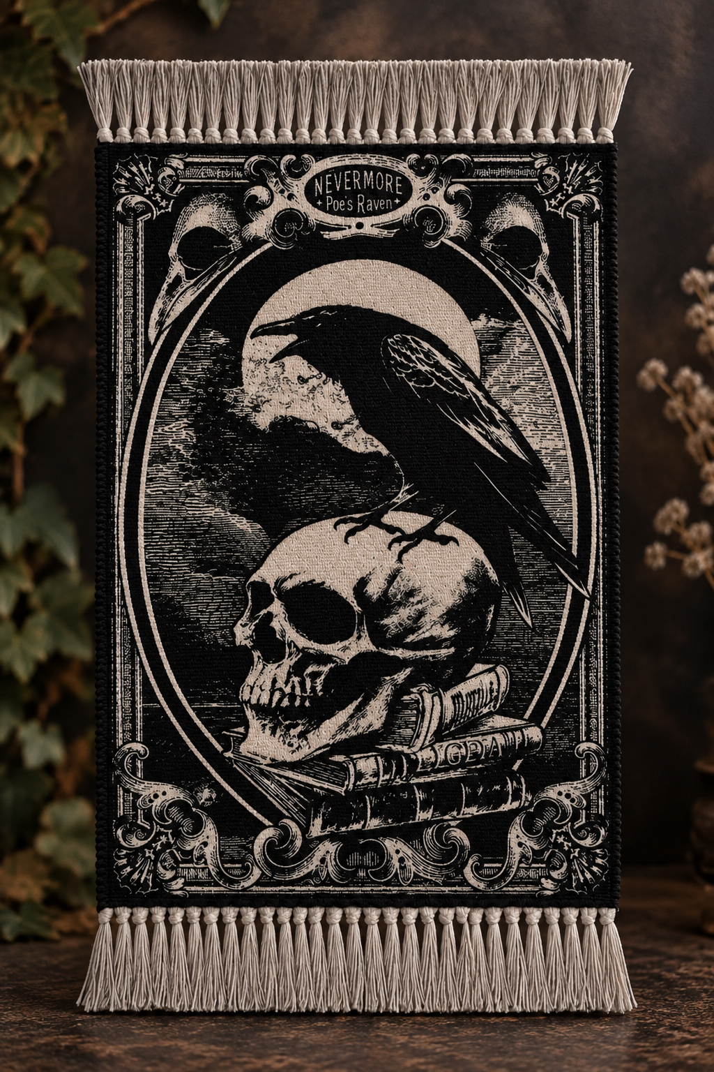Poe's Raven Nevermore Gothic Altar Rug & Decorative Tapestry | Alchemy England