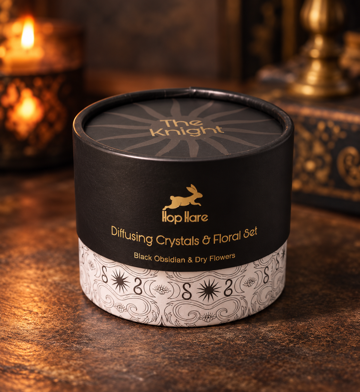 The Knight | Black Obsidian & Dried Florals Crystal Diffuser