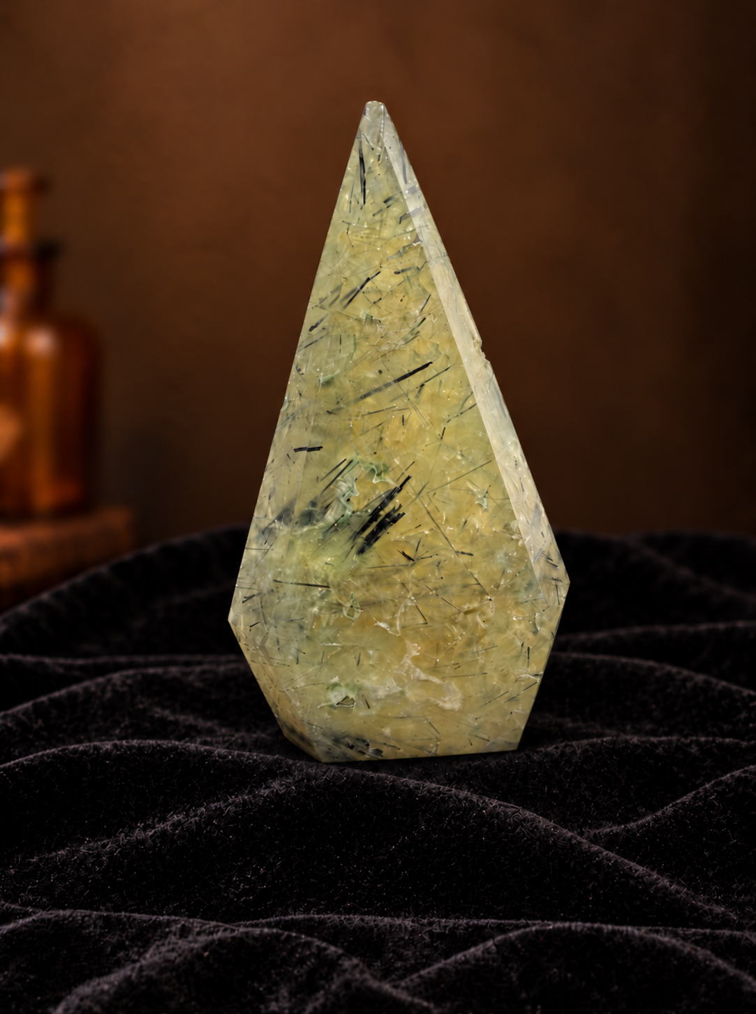 Prehnite with Dark Needle Inclusions