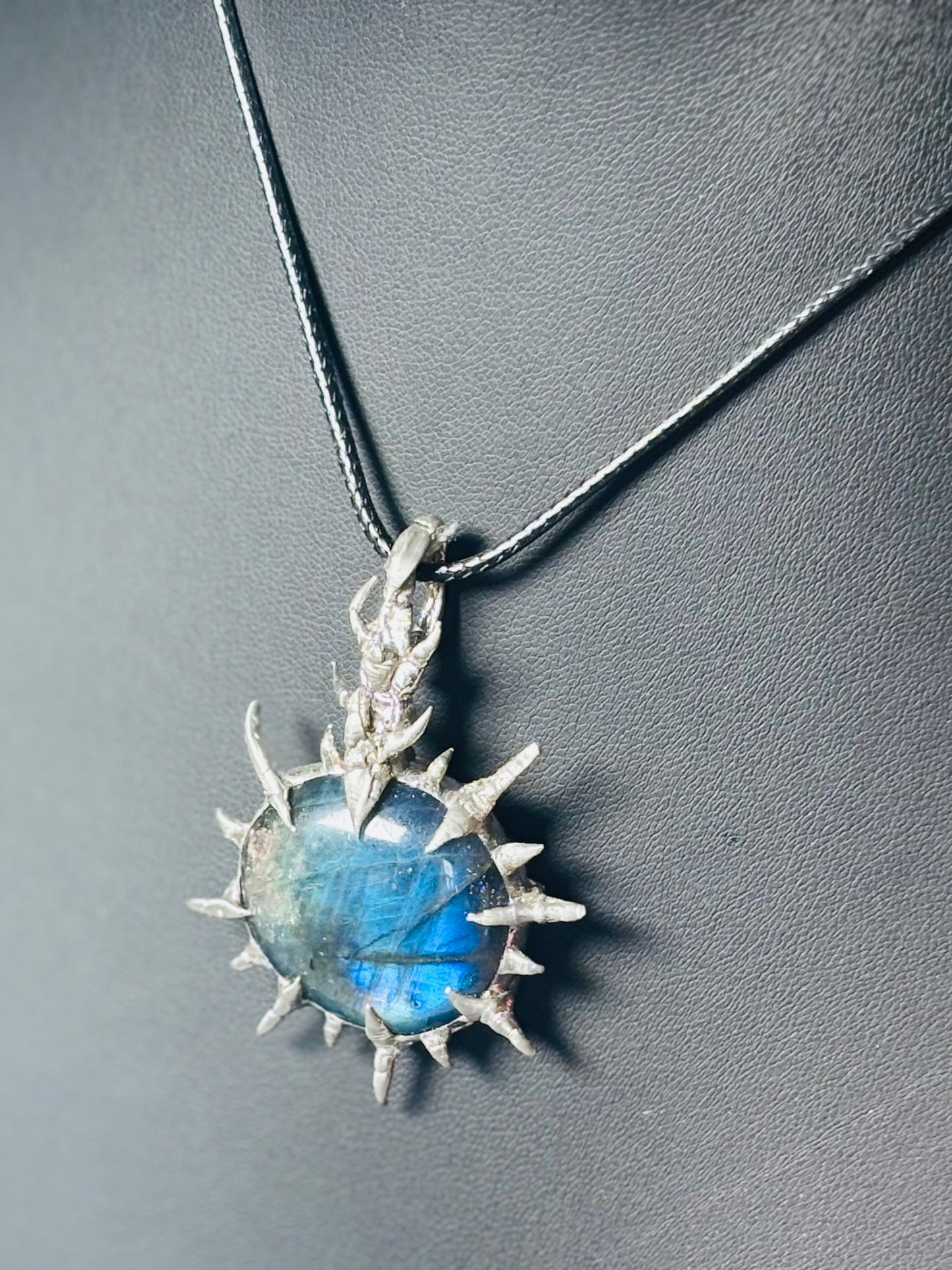 Blue Flash Labradorite Sun Pendant | Handcrafted | One of One