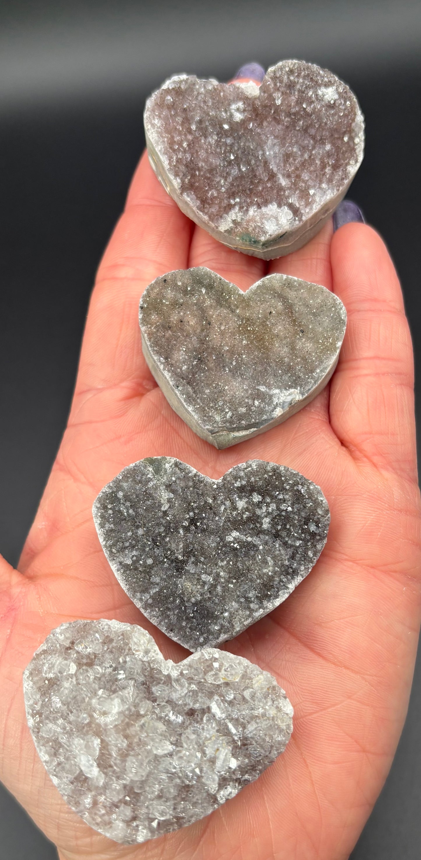 Uruguayan Druzy Rainbow Amethyst Hearts