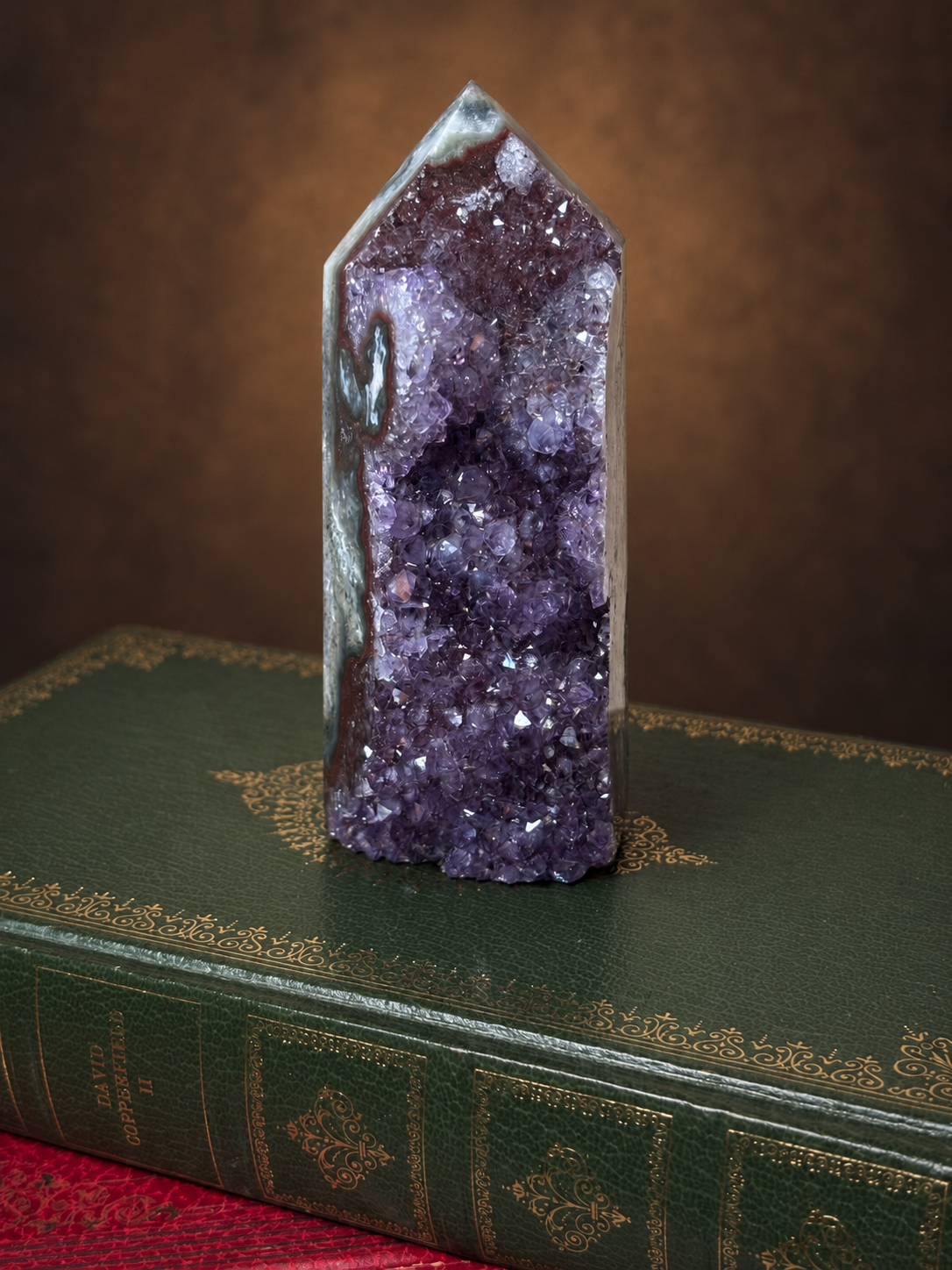 Deep Purple Brazilian Amethyst Druzy Tower with Agate & Jasper