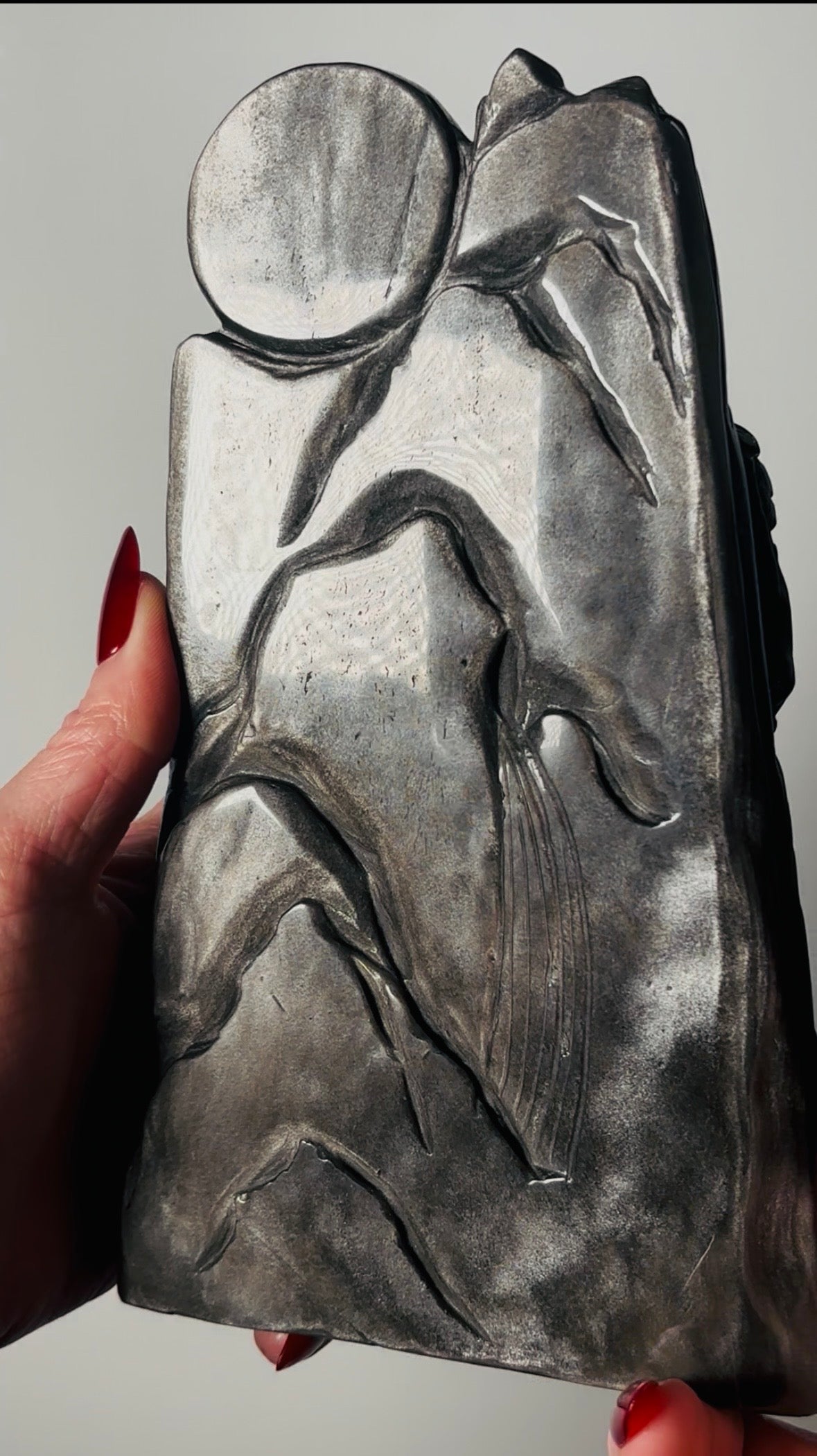 Statement Obsidian Carved Scenic Guardian of the Veil