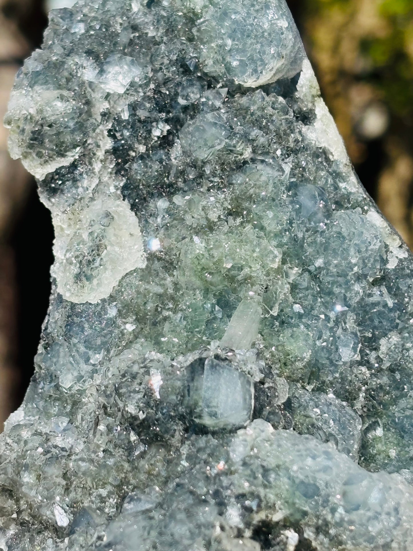 Apophyllite Statement Specimen  Hematite Coated Cubes with Stilbite on Chalcedony