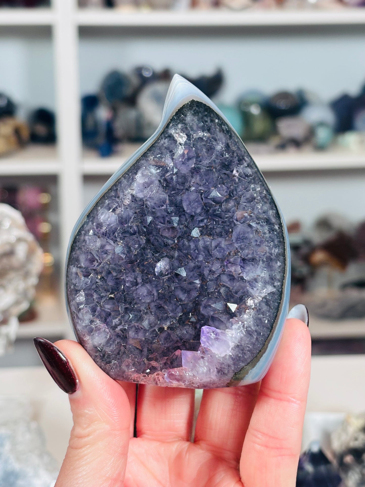 💜 Brazilian Amethyst Agate Teardrop Freeform