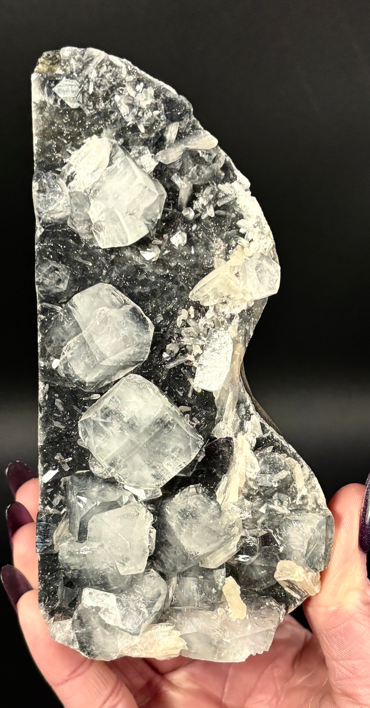 Black Chalcedony & Cubic Apophyllite with Stilbite Statement Piece