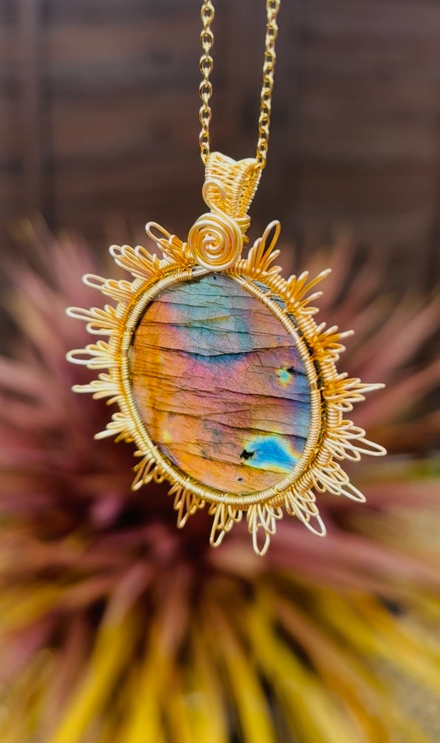 Rainbow Labradorite Statement Pendant One of One