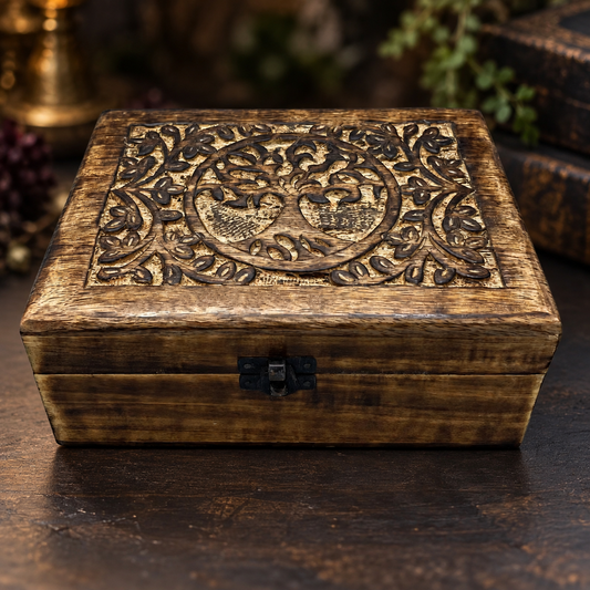 Tree of Life Mango Wood Keepsake Chest | Sacred Roots