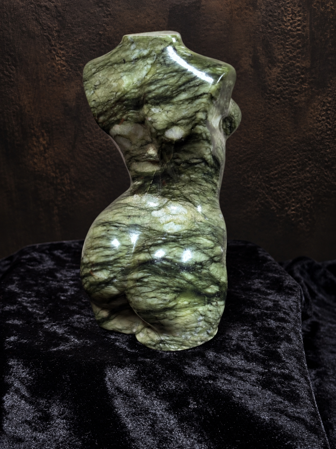 The Verdant Goddess | Large Spiderweb Jade Female Body Sculpture