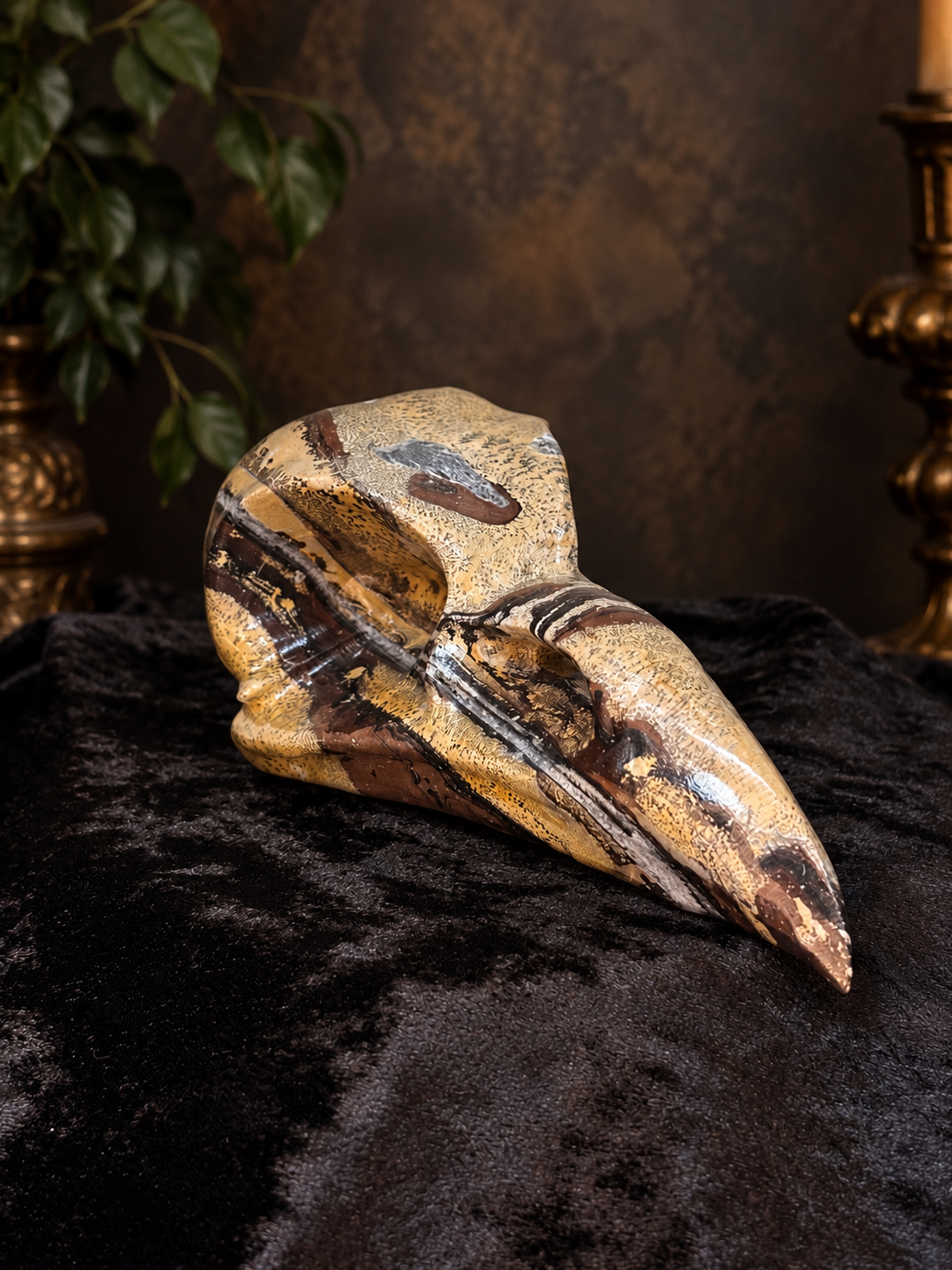 The Feathered Guardian | XL Picture Jasper Raven Skull