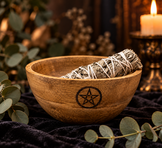 Pentagram Mango Wood Ritual Bowl | The Elemental Vessel