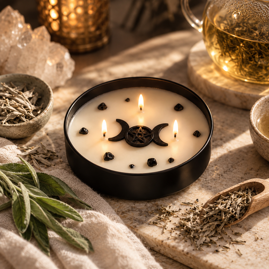 Eye of Providence | Sage & White Tea Gemstone Ritual Candle