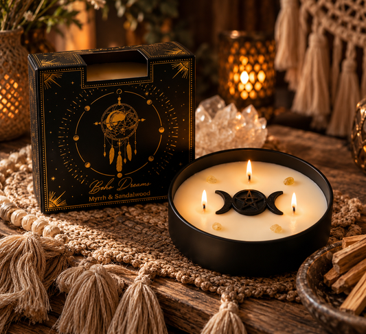 Boho Dreams | Myrrh & Sandalwood Gemstone Ritual Candle