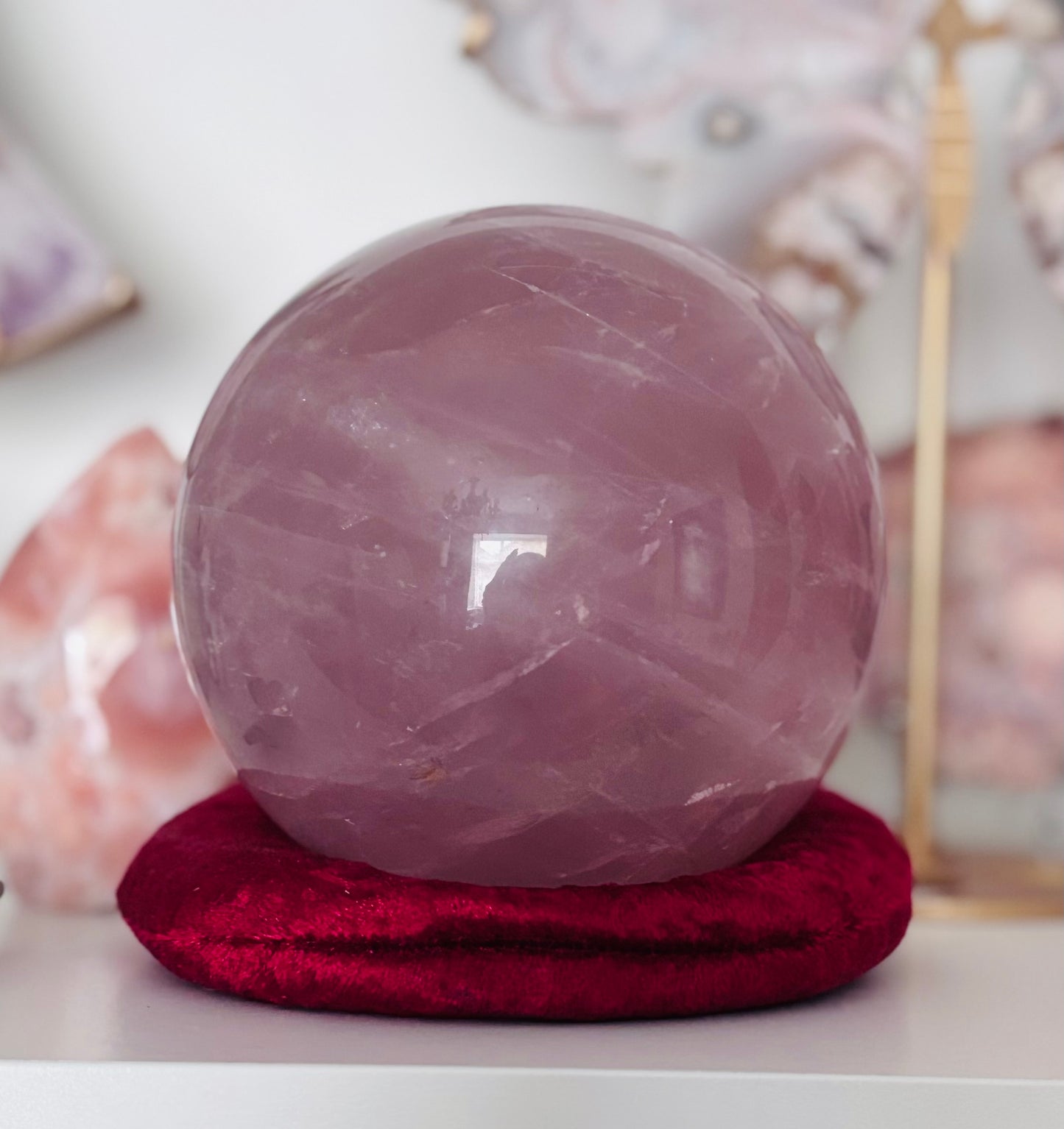 🌹 Statement Collector Grade Deep Pink Madagascan Rose Quartz Sphere 🌹