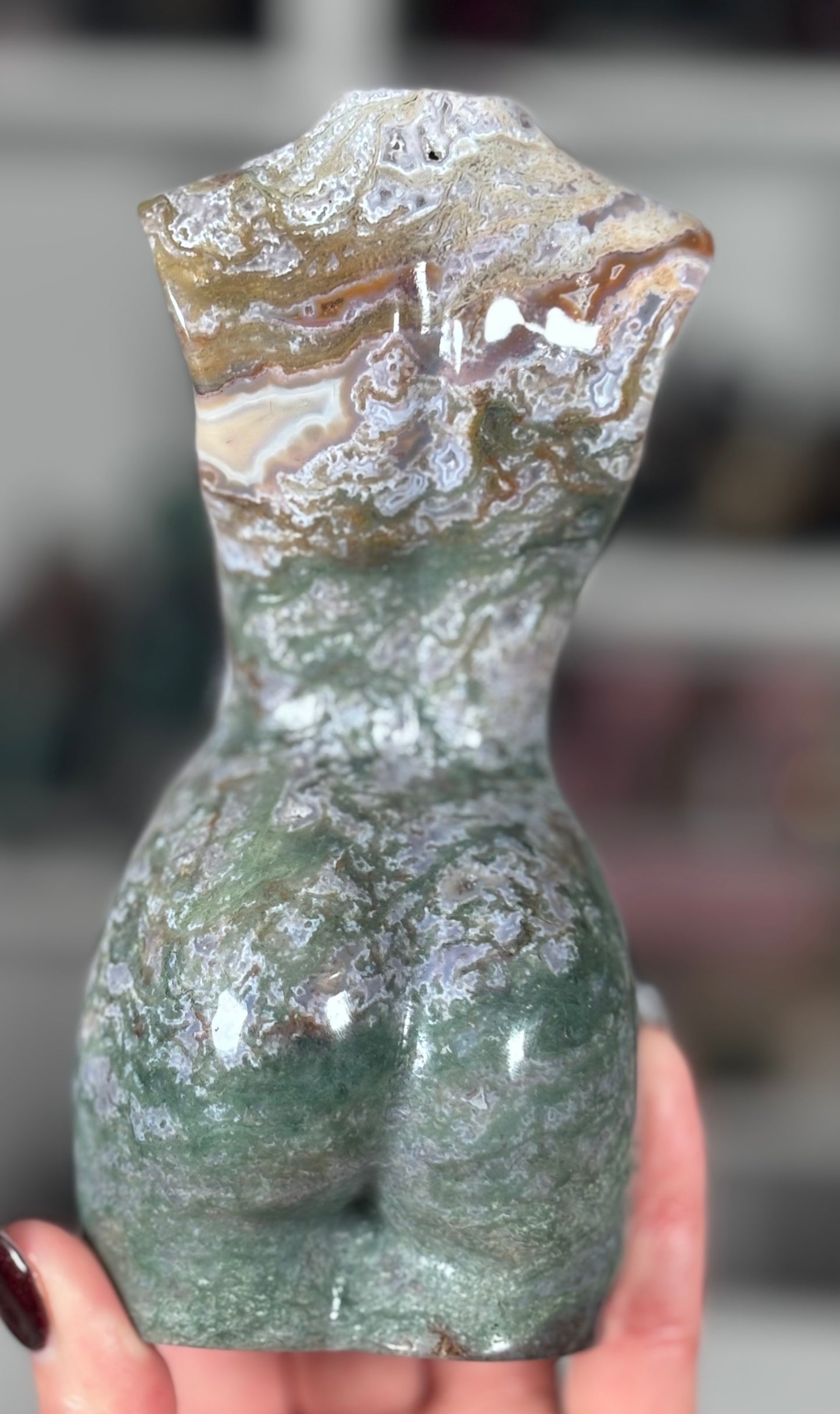 🌿 Statement Pink Moss Agate Goddess Form 🌿