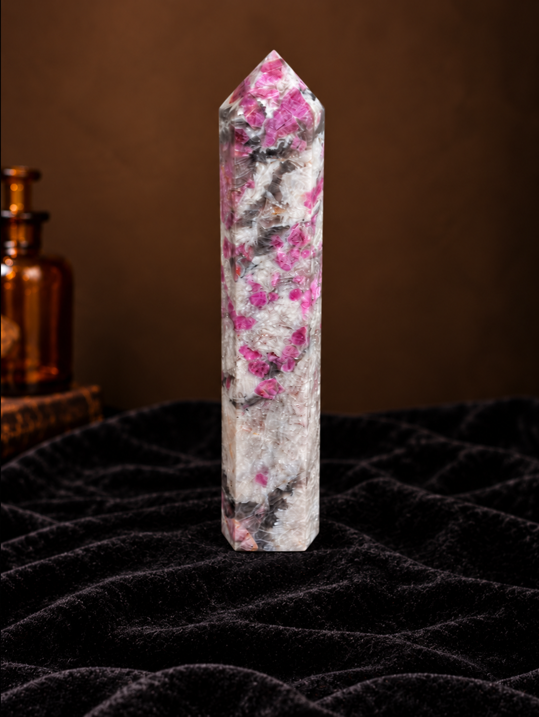 Pink Tourmaline with Mica in Quartz Tower