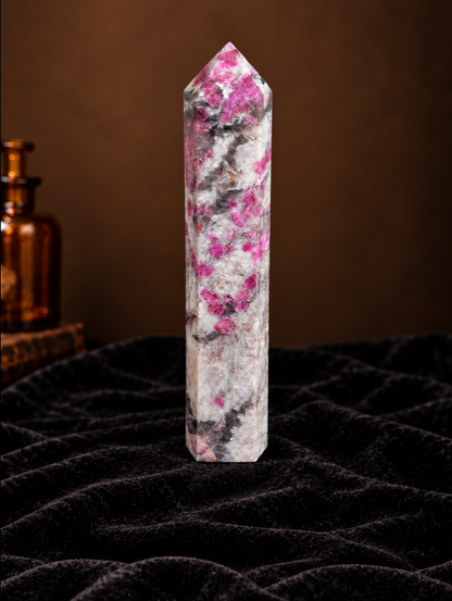 Pink Tourmaline with Mica in Quartz Tower