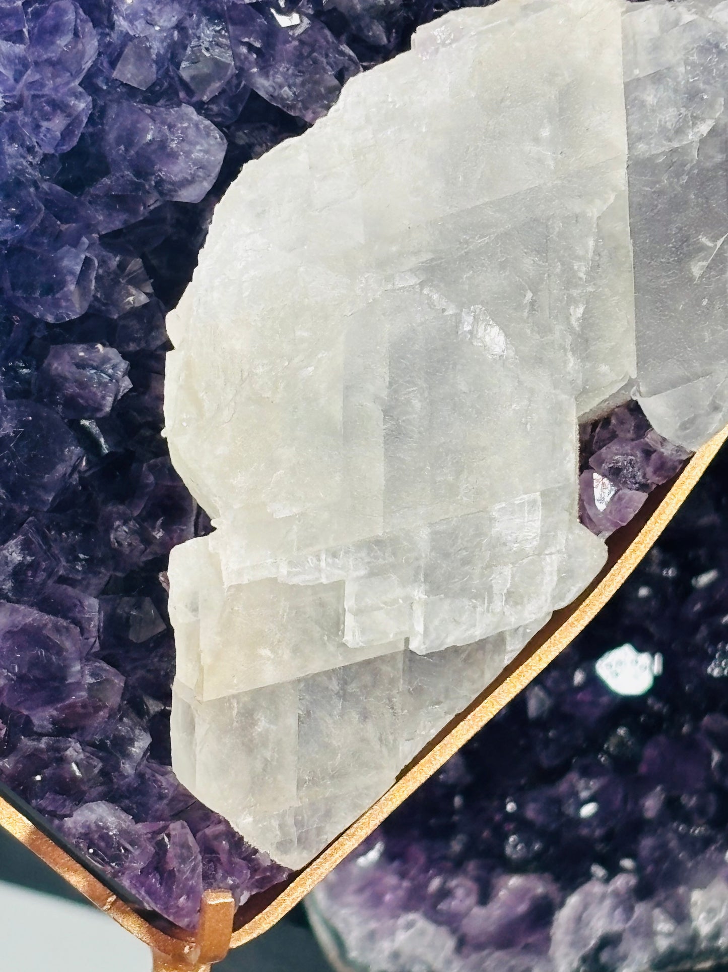 Statement Amethyst Heart with Golden Calcite from Uruguay