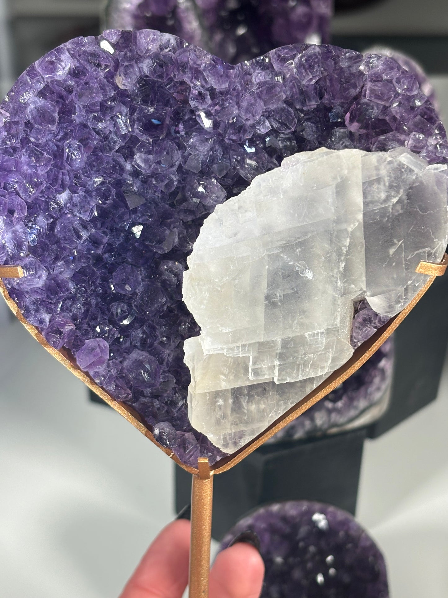 Statement Amethyst Heart with Golden Calcite from Uruguay