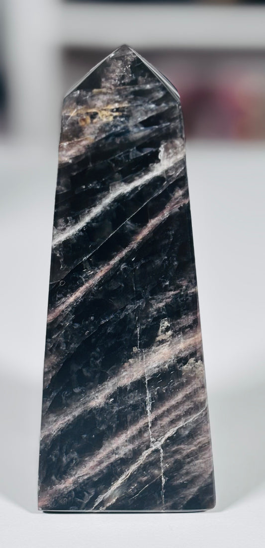 🖤 Rainbow Black Moonstone Obelisk B🖤