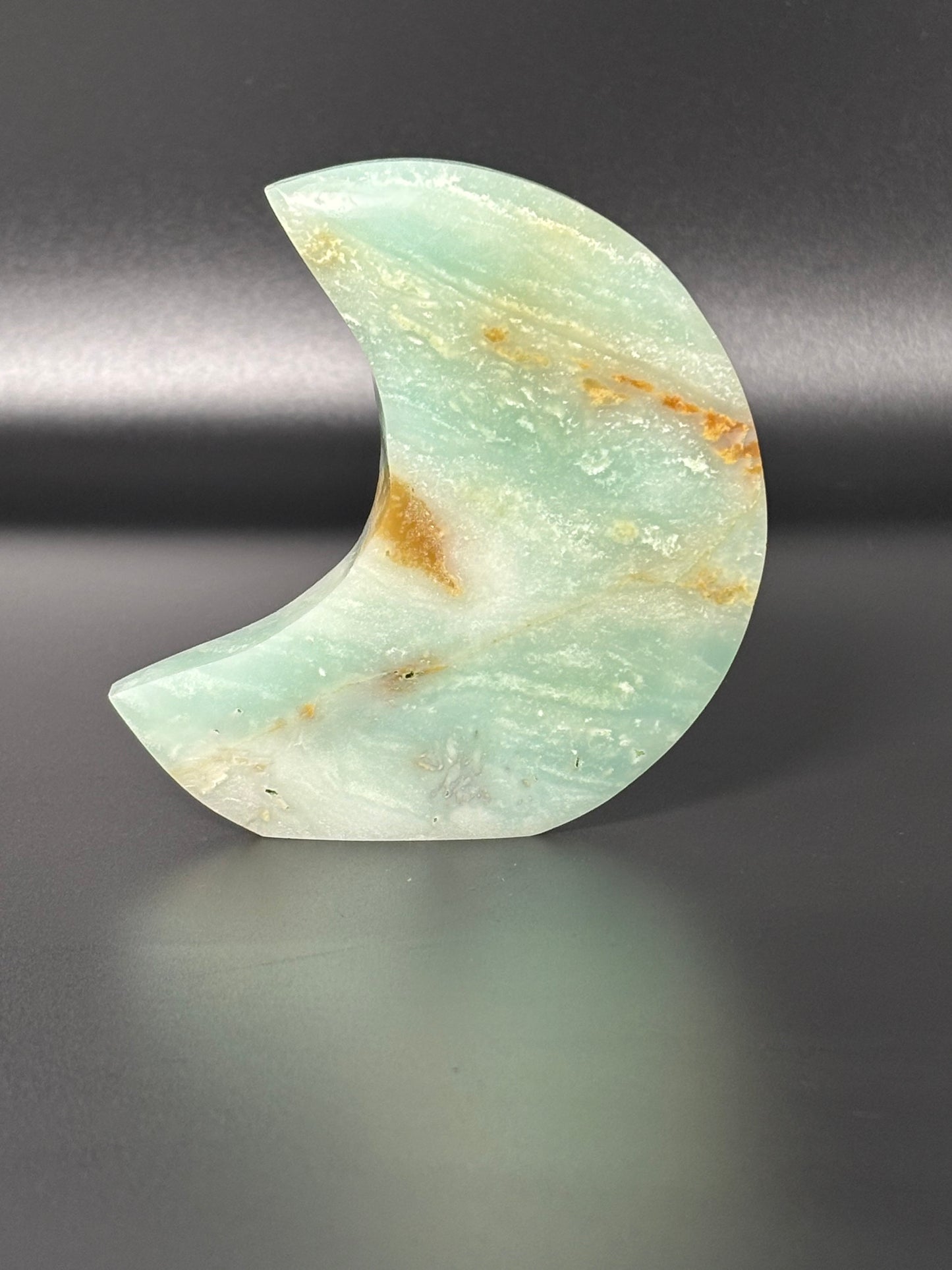 Caribbean Calcite Crescent Moon – Self Standing Crystal | Calm Ocean Energy