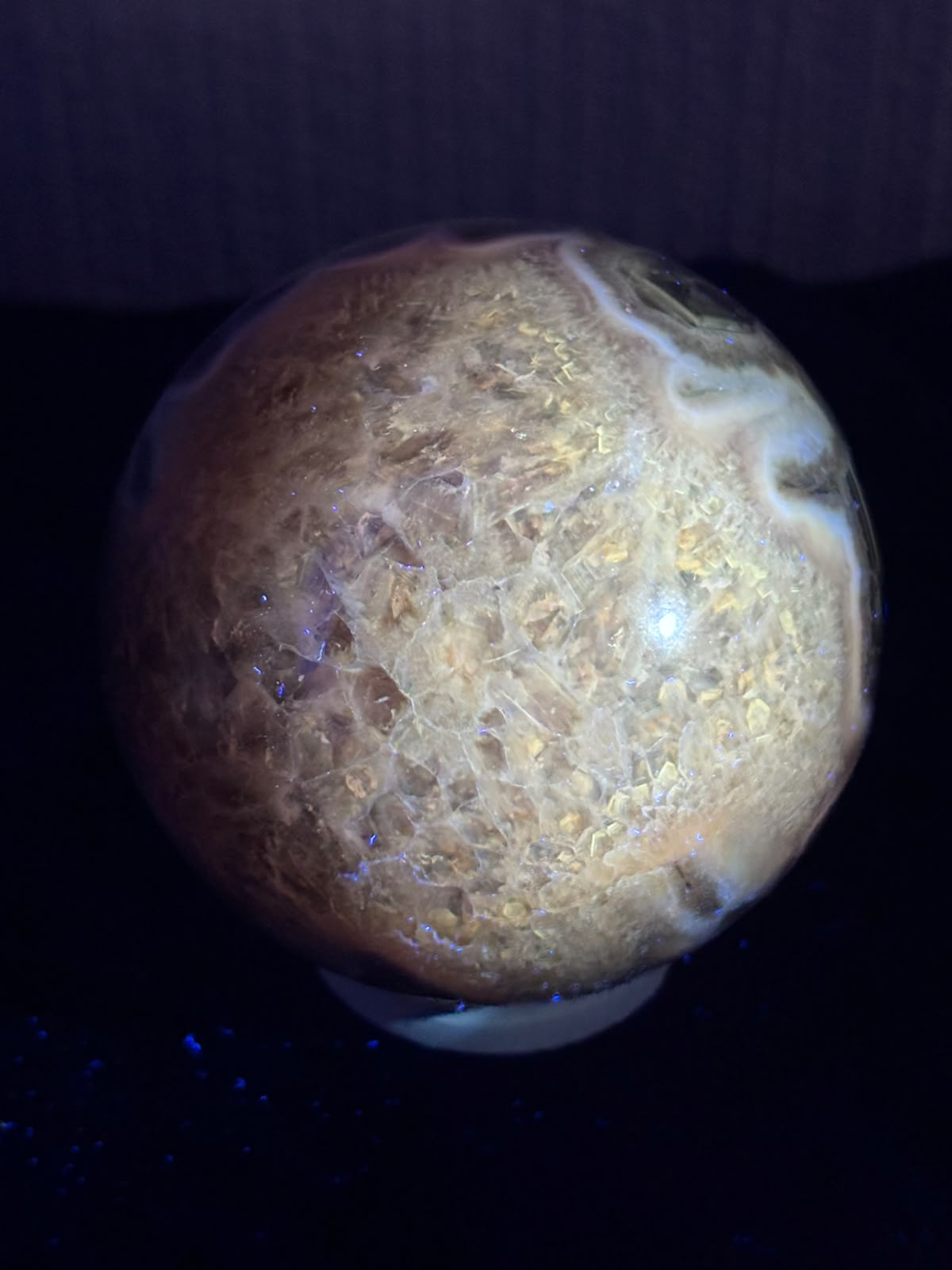 Amethyst with Fluorite Sphere | Yellow UV Reaction