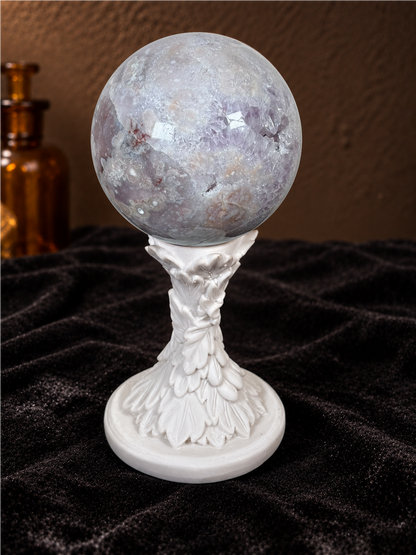 Brazilian Pink Amethyst, Flower Agate & Quartz Druzy Sphere