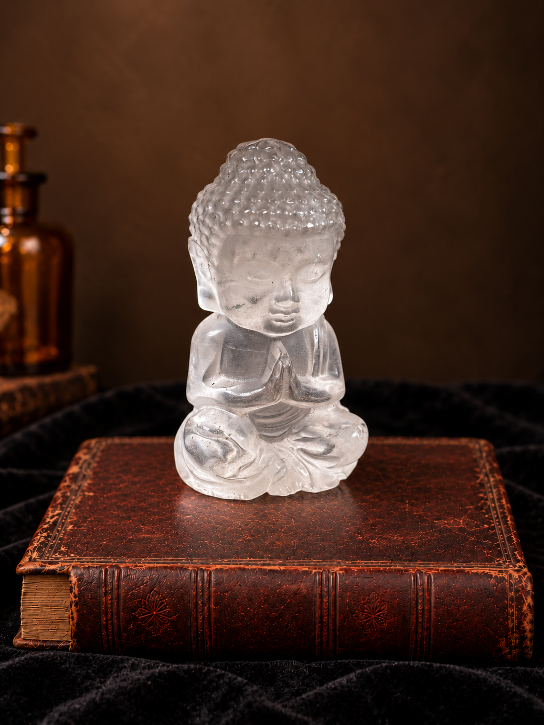Clear Quartz Garden Inclusion Buddha Carving
