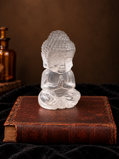 Clear Quartz Garden Inclusion Buddha Carving