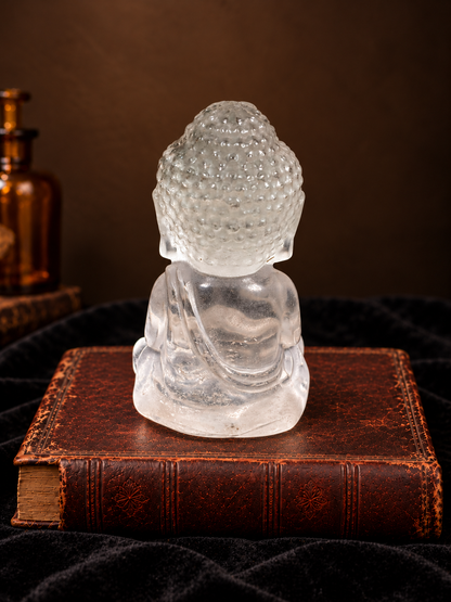 Clear Quartz Garden Inclusion Buddha Carving
