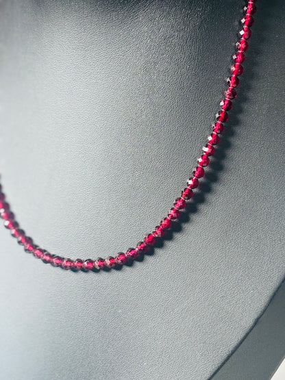 Natural Faceted Garnet Choker | 3mm Beads