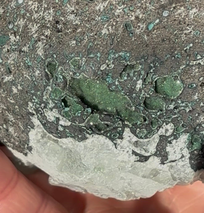 Glassy Green Apophyllite with Okenite Spheres