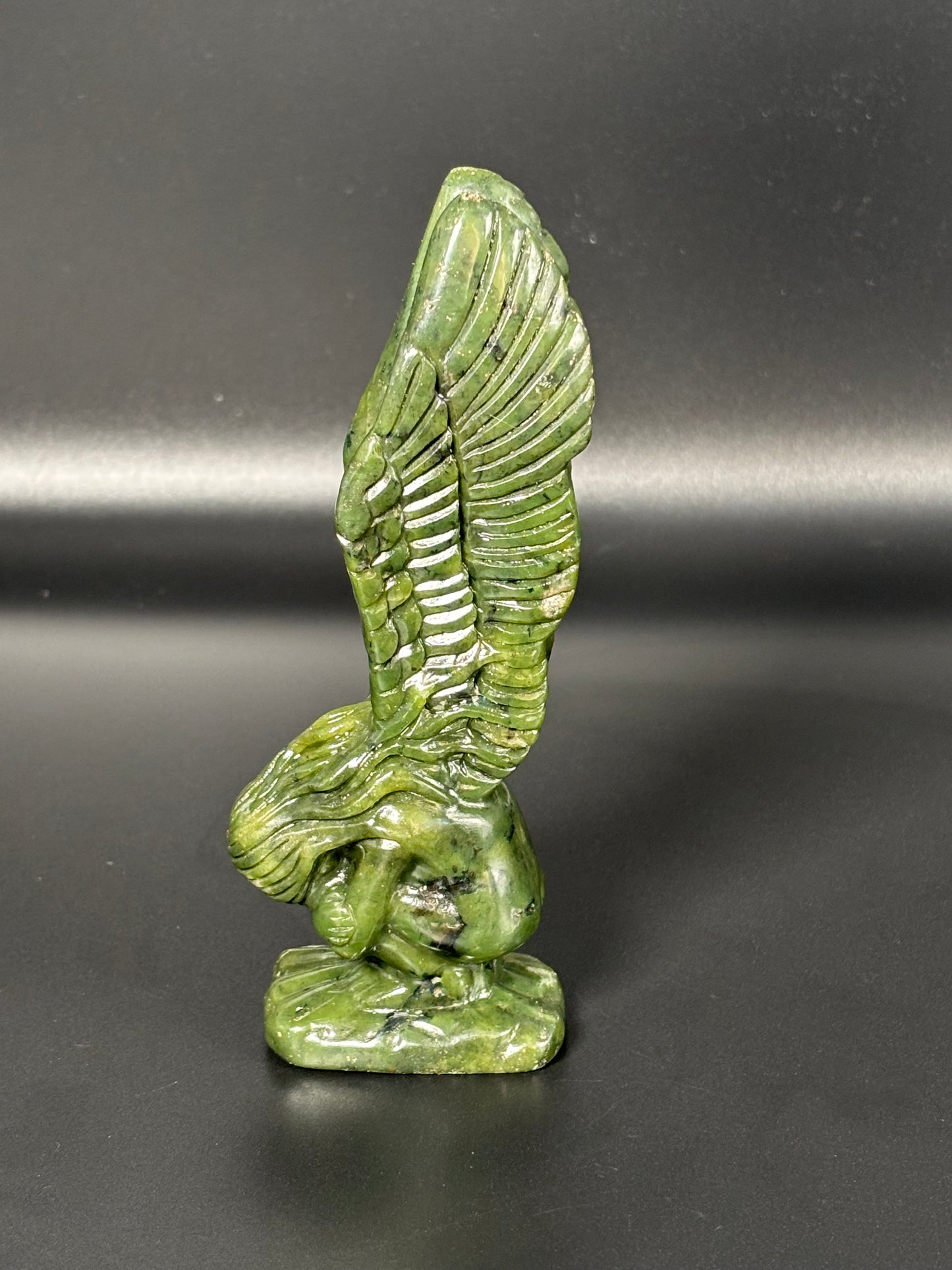 Green Jade Fallen Angel Carving | Grounding & Healing Energy Piece