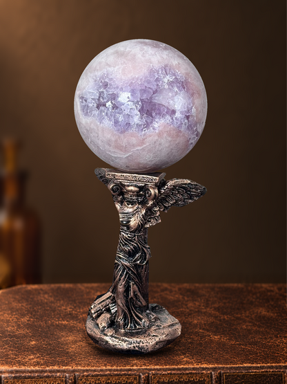 Brazilian Amethyst, Flower Agate & Quartz Druzy Sphere