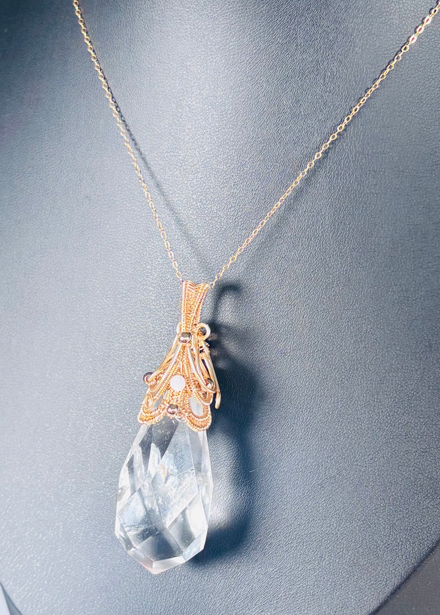 Large Hand Wire Wrapped Herkimer Diamond Quartz Pendant | One of One