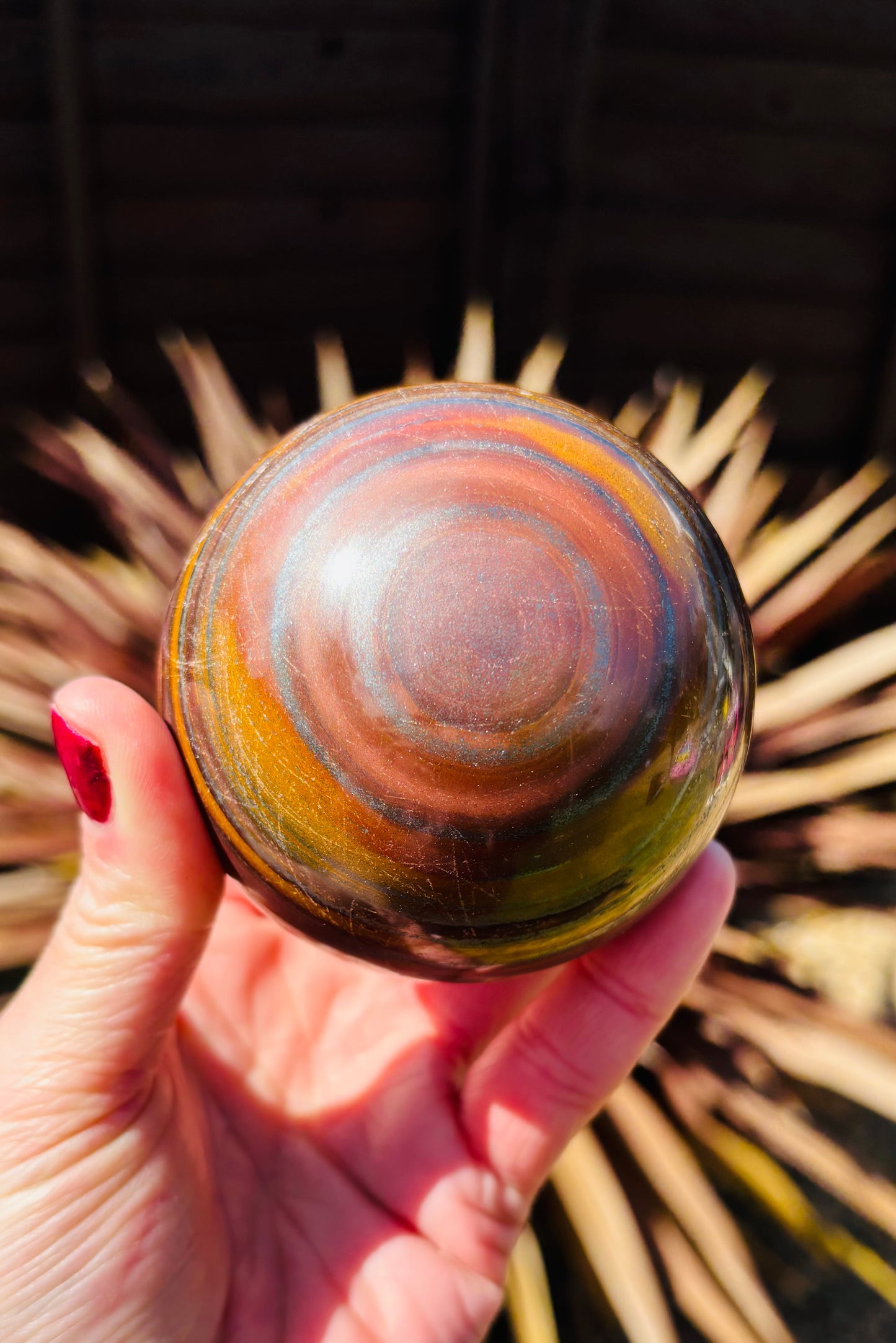 Iron Tiger Sphere – Triple Power Stone | Tiger’s Eye, Hematite & Jasper 756g