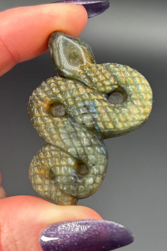 Labradorite Serpent Carving - Guardian Energy