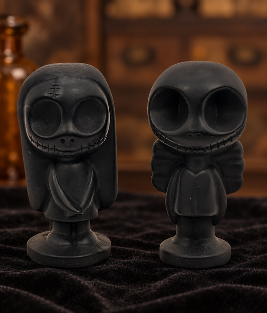 Black Obsidian Jack & Sally Carvings | Shadow Union Pair
