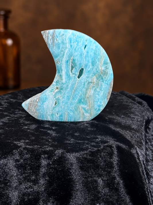 Blue Aragonite Crescent Moon