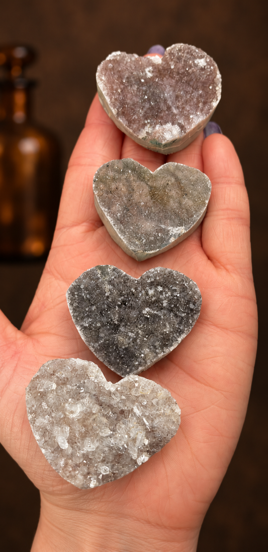 Uruguayan Druzy Rainbow Amethyst Hearts | Intuitively Chosen