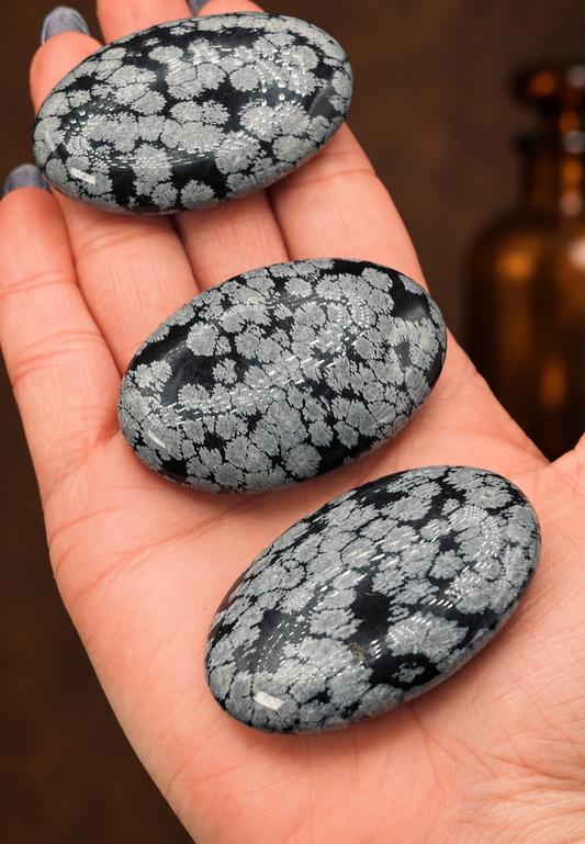 Snowflake Obsidian Palm Stone