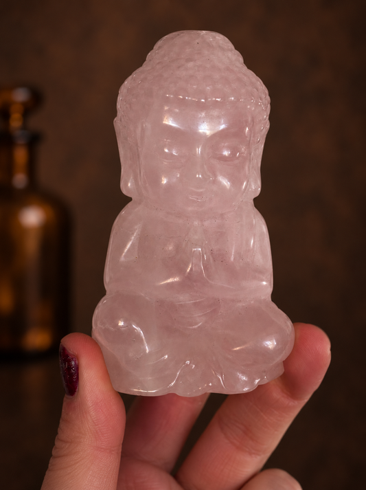 Rose Quartz Buddha Carving