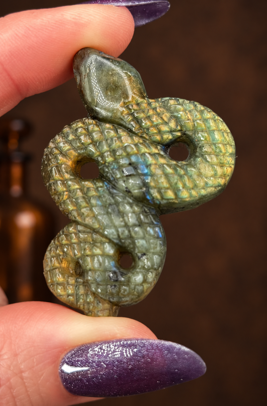 Labradorite Serpent Carving