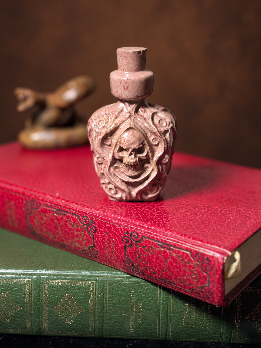 Jasper Skull Poison Bottle Carving