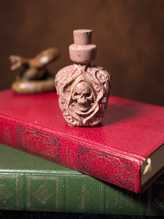 Jasper Skull Poison Bottle Carving