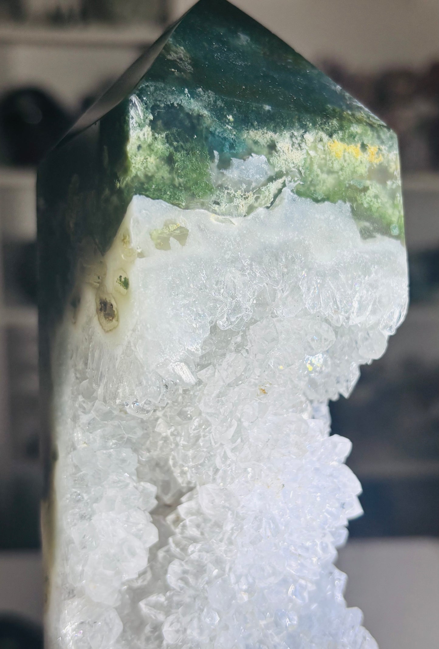 🌿 Statement Moss Agate Druzy Tower 🌿