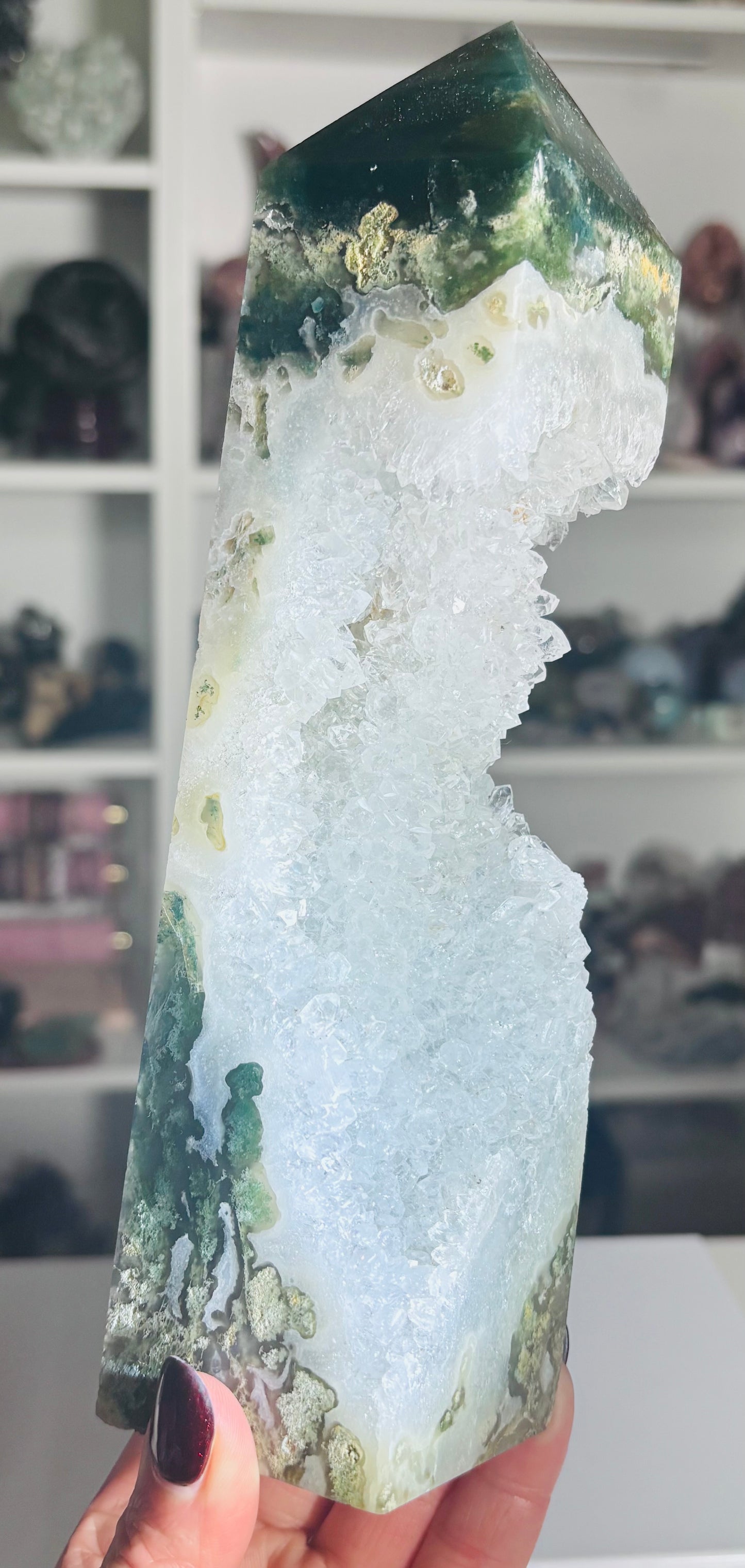 🌿 Statement Moss Agate Druzy Tower 🌿