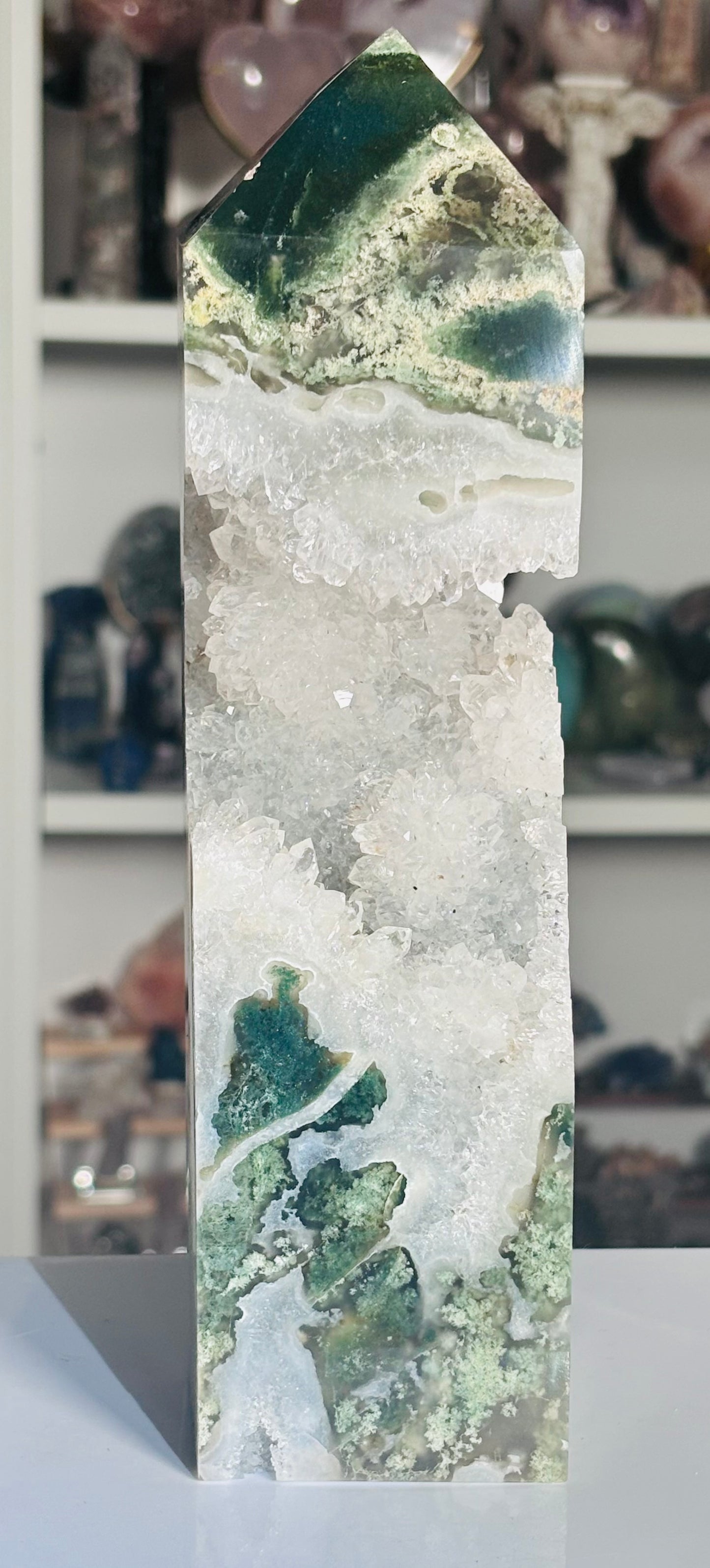 🌿 Statement Moss Agate Druzy Tower 🌿